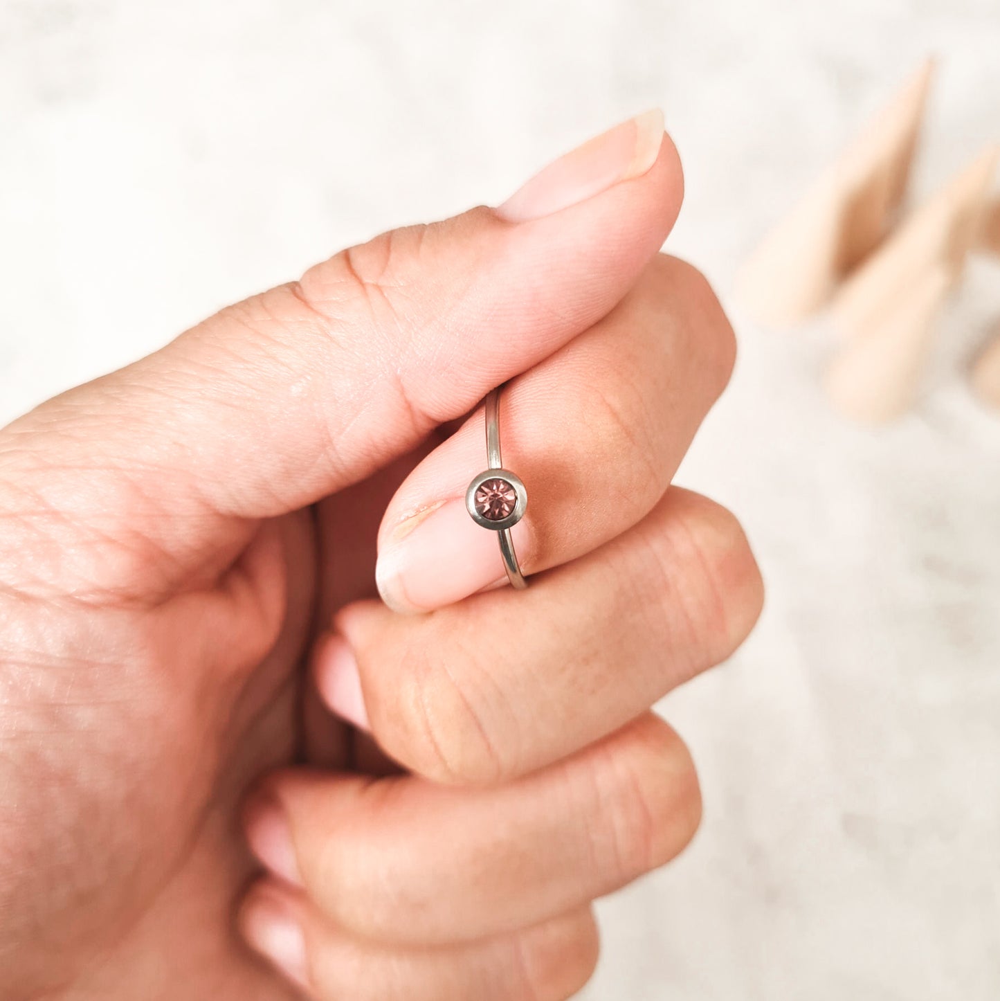 June cubic zirconia coloured birthstone ring made from stainless steel. The gemstone represents the month you were born in.