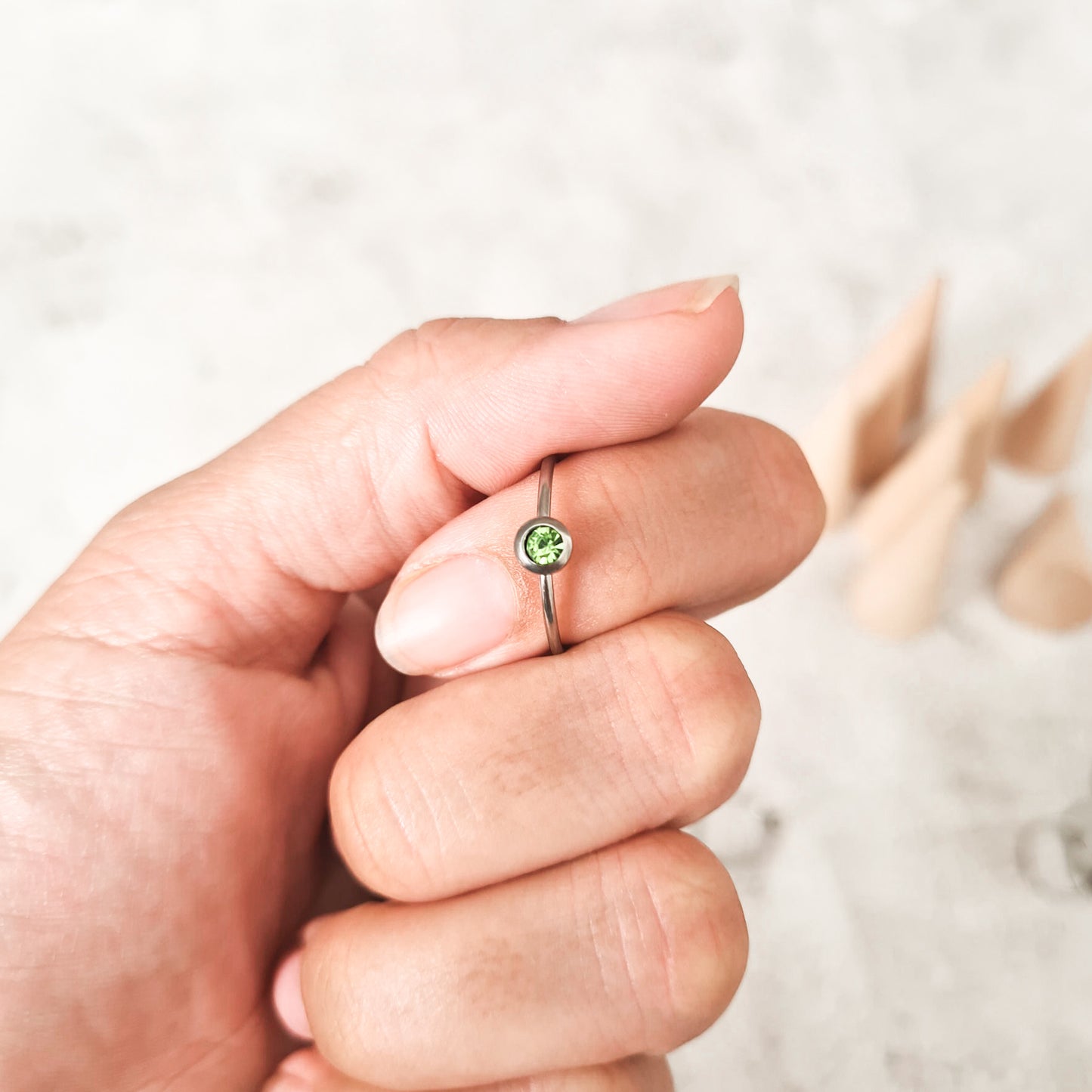 August cubic zirconia coloured birthstone ring made from stainless steel. The gemstone represents the month you were born in.