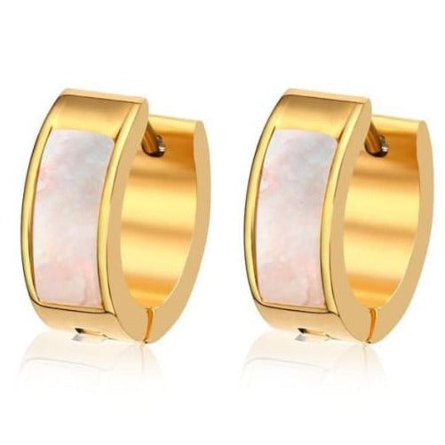 Gold Mother of Pearl Huggies