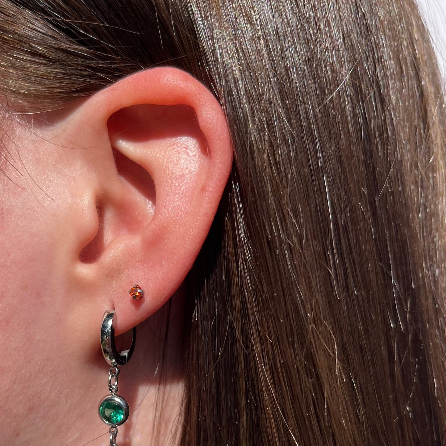 Birthstone ear piercing earring