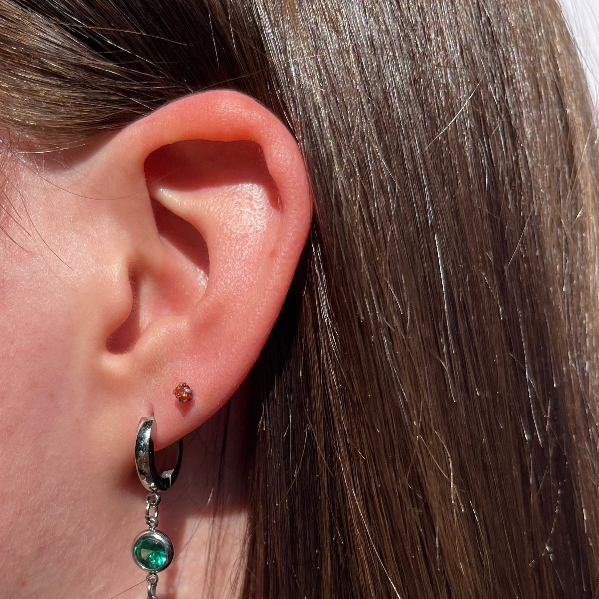 Birthstone ear piercing earring