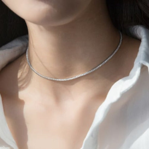 Petite Tennis Choker in Sterling Silver
