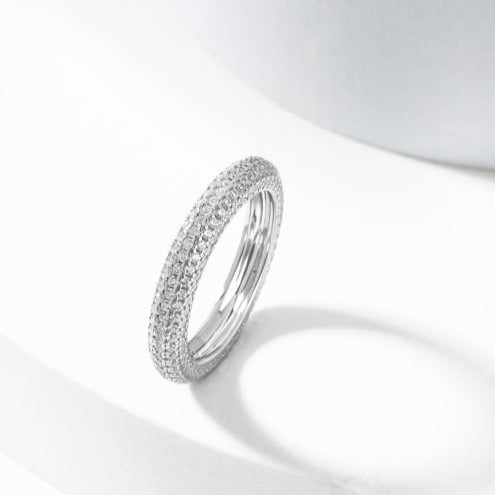 Shimmer Five Row Eternity Ring in Sterling Silver