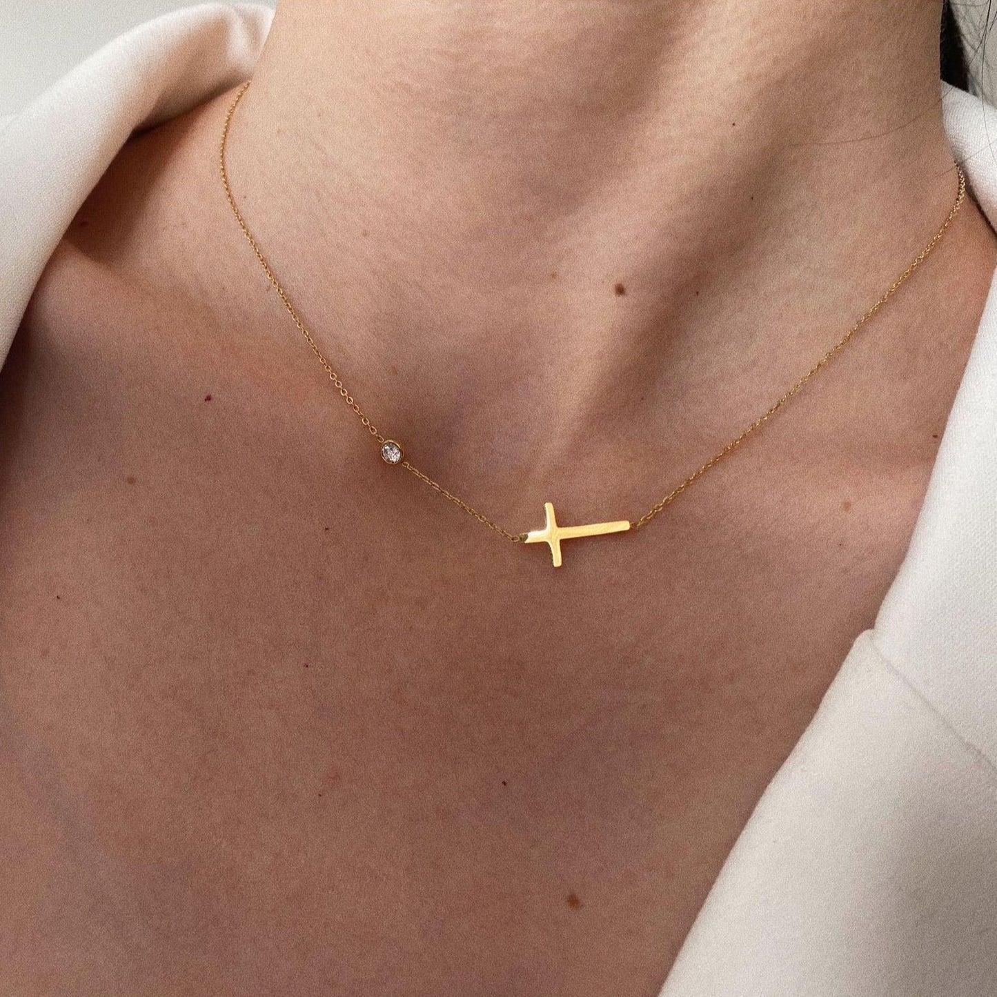 Diamante Cross Necklace