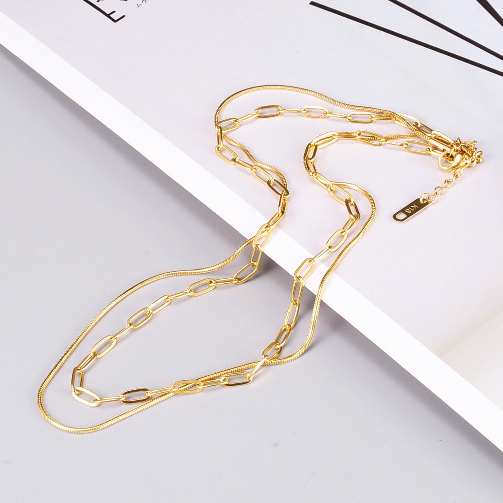 Snake and Paperclip Duo Necklace