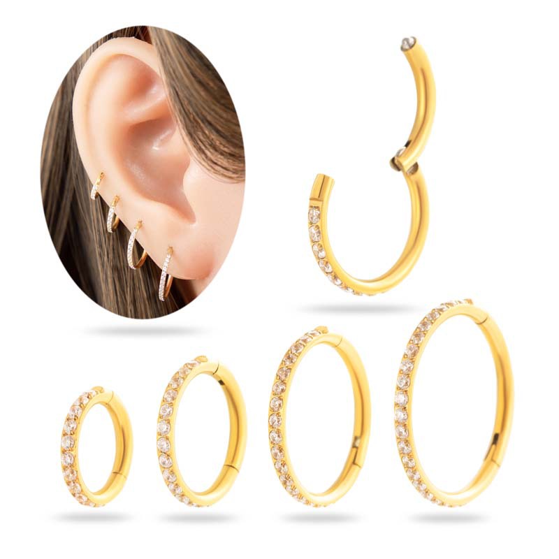 1.2mm CZ | Stainless Steel Seamless Clicker Ring 16G Gauge