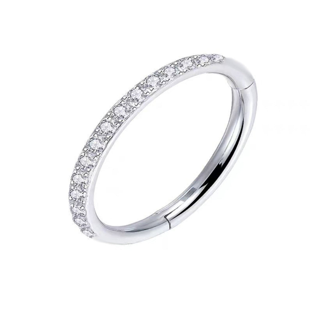 1.2mm CZ | Stainless Steel Seamless Clicker Ring 16G Gauge