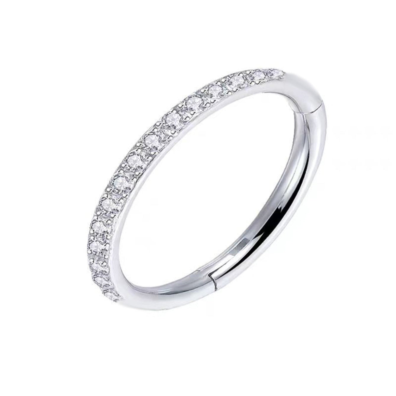 1.2mm CZ | Stainless Steel Seamless Clicker Ring 16G Gauge