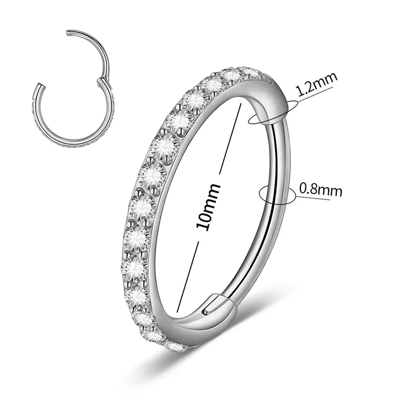 10mm CZ Luxe | Stainless Steel Clicker Ring