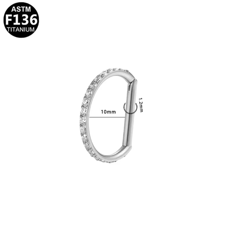 10mm CZ Straight Bar | G23 Titanium Clicker Ring