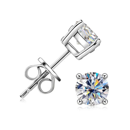 6.5mm Four Prong Moissanite Studs in Sterling Silver