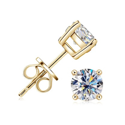 6.5mm Four Prong Moissanite Studs in Sterling Silver