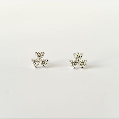 Moissanite Clover Studs in Sterling Silver