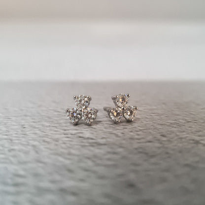 Moissanite Clover Studs in Sterling Silver