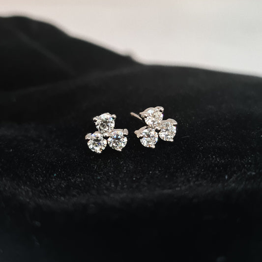 Moissanite Clover Studs in Sterling Silver