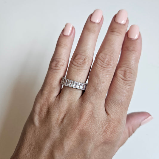 Baguette Eternity Ring in Sterling Silver