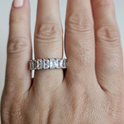 Baguette Eternity Ring in Sterling Silver