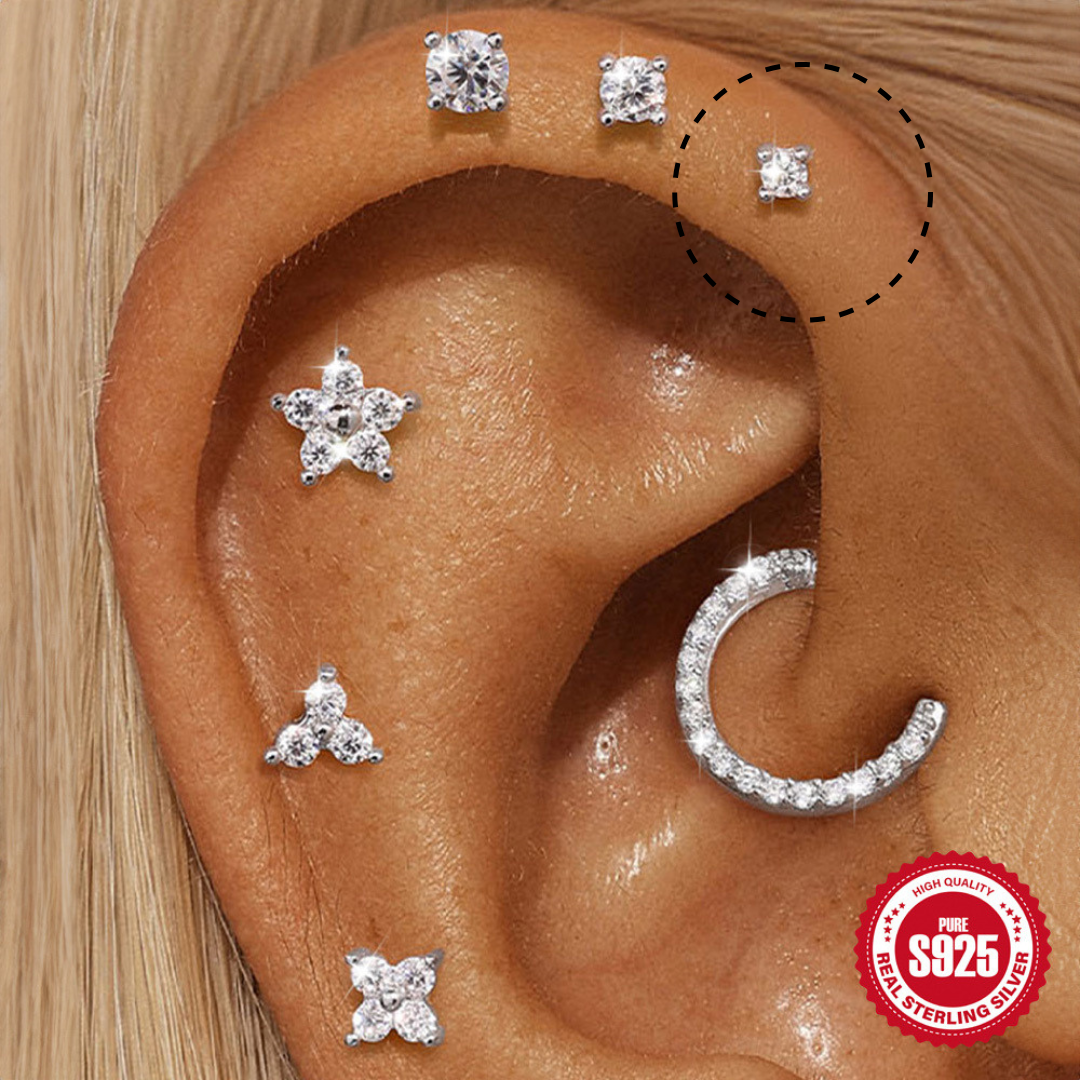 2mm Moissanite | Sterling Silver Flat Back Stud 16G Gauge