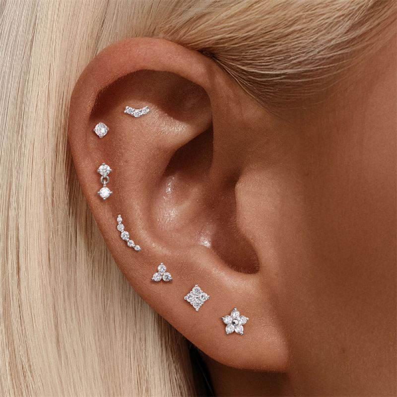 2mm Round Lab Diamond | Sterling Silver Flat Back Stud