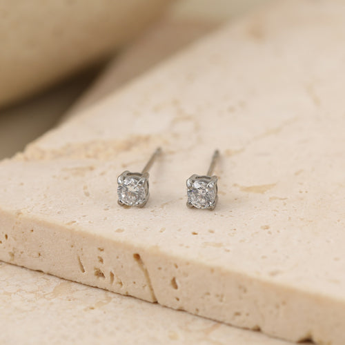3mm Cubic Zirconia Stainless Steel Studs