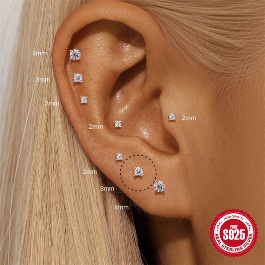 3mm Moissanite | Sterling Silver Flat Back Stud