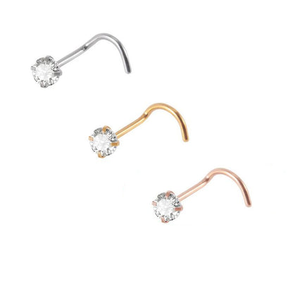 3mm Diamante | S Curved Nose Stud (1pc single)