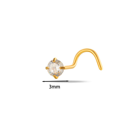 3mm Diamante | S Curved Nose Stud (1pc single)
