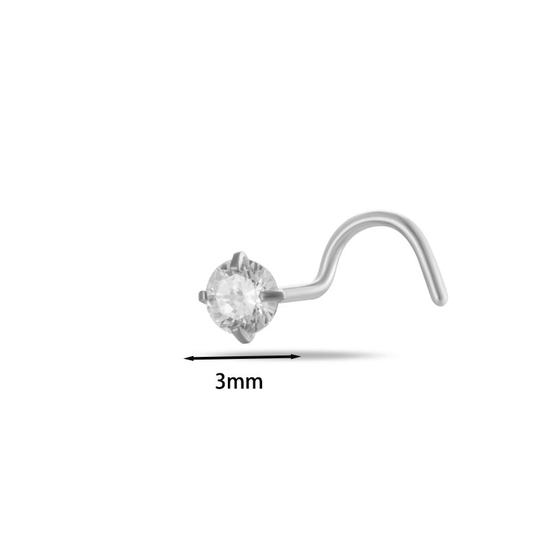 3mm Diamante | S Curved Nose Stud (1pc single)