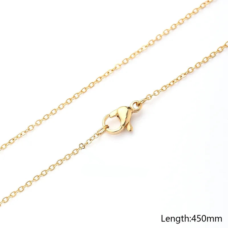 Gold chain with clasp on a white background