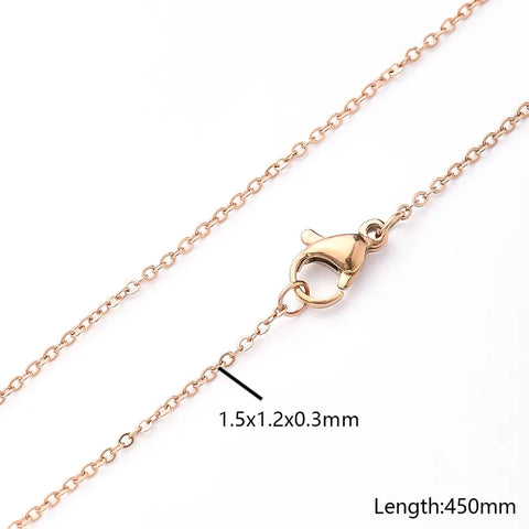 Rose gold chain with clasp on a white background