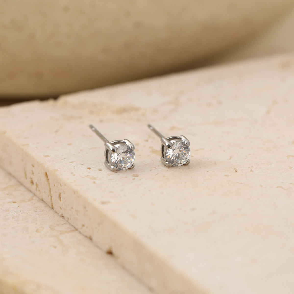 4mm Cubic Zirconia Stainless Steel Studs