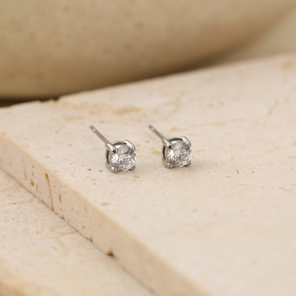 4mm Cubic Zirconia Stainless Steel Studs