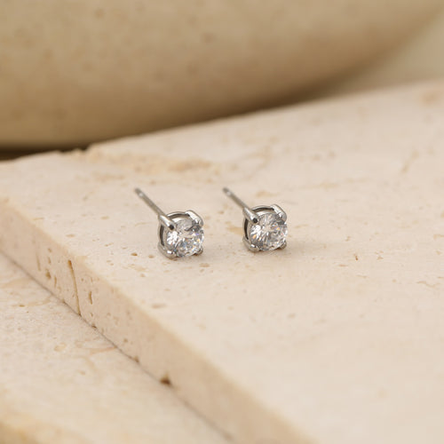 4mm Cubic Zirconia Stainless Steel Studs
