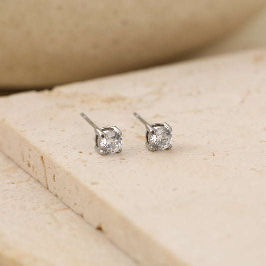 4mm Cubic Zirconia Stainless Steel Studs