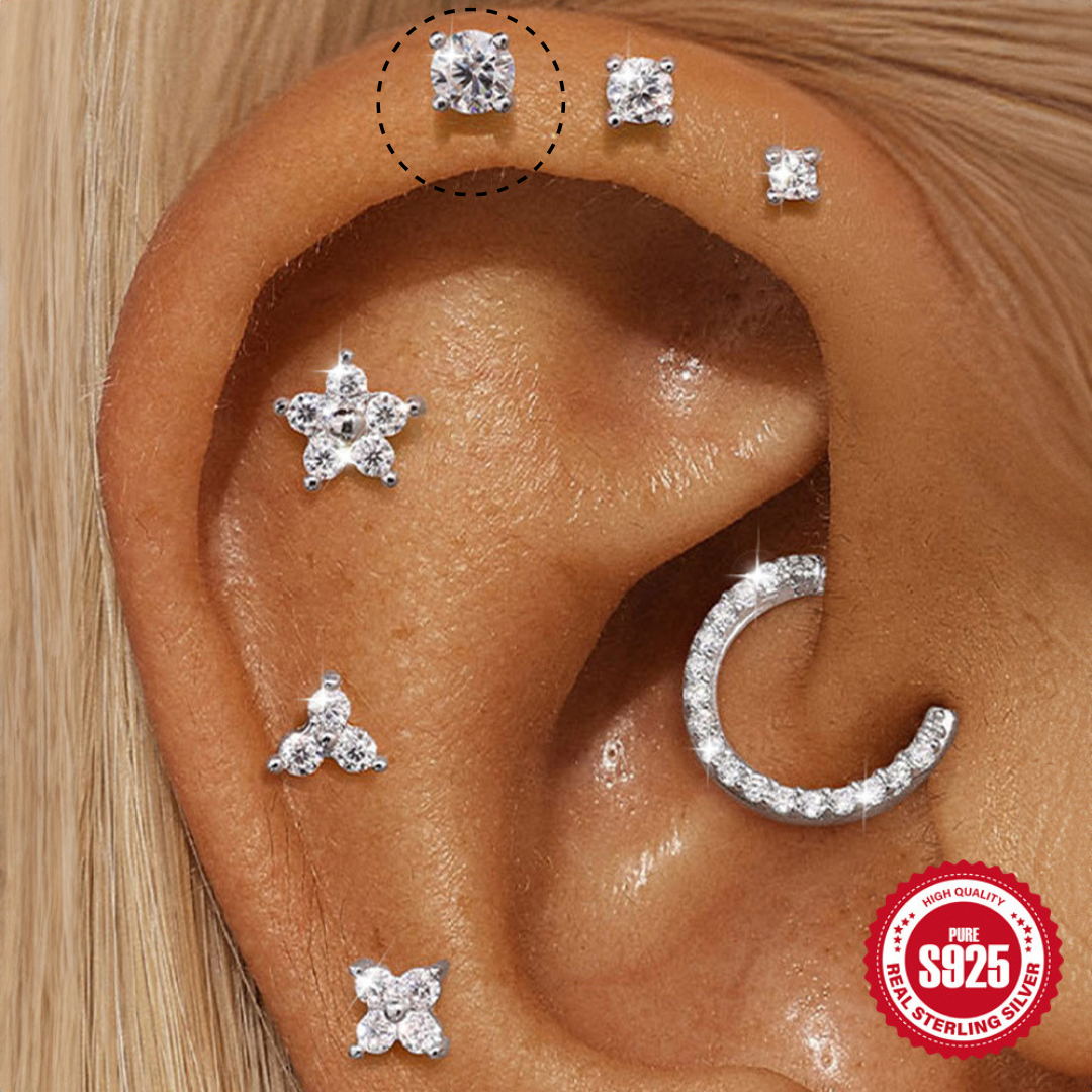4mm Moissanite | Sterling Silver Flat Back Stud 16G Gauge