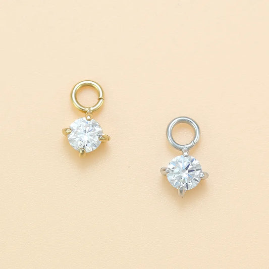 Round | Stainless Steel CZ Earring Charms