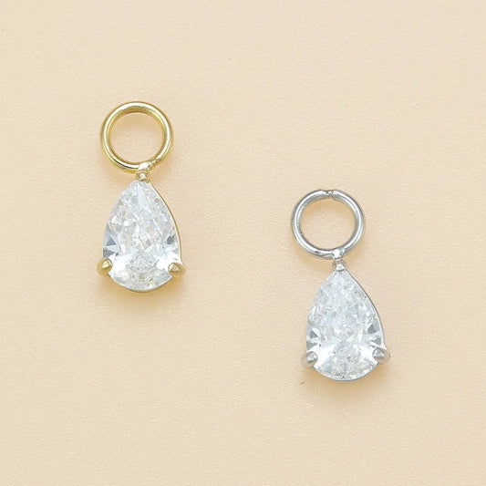 Pear | Stainless Steel CZ Earring Charms