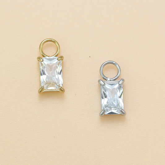 Rectangle | Stainless Steel CZ Earring Charms