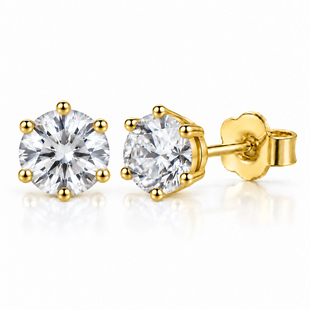 1ct Six Prong Moissanite Studs