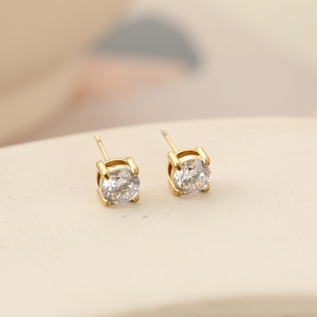 6mm Cubic Zirconia Stainless Steel Studs