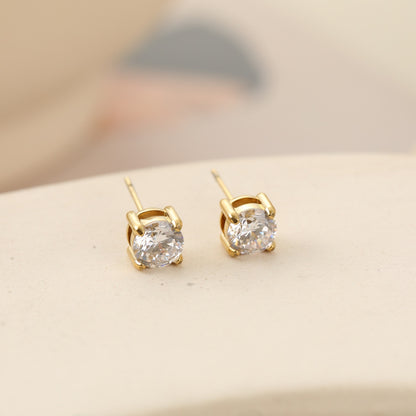 6mm Cubic Zirconia Stainless Steel Studs