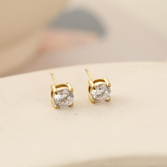6mm Cubic Zirconia Stainless Steel Studs