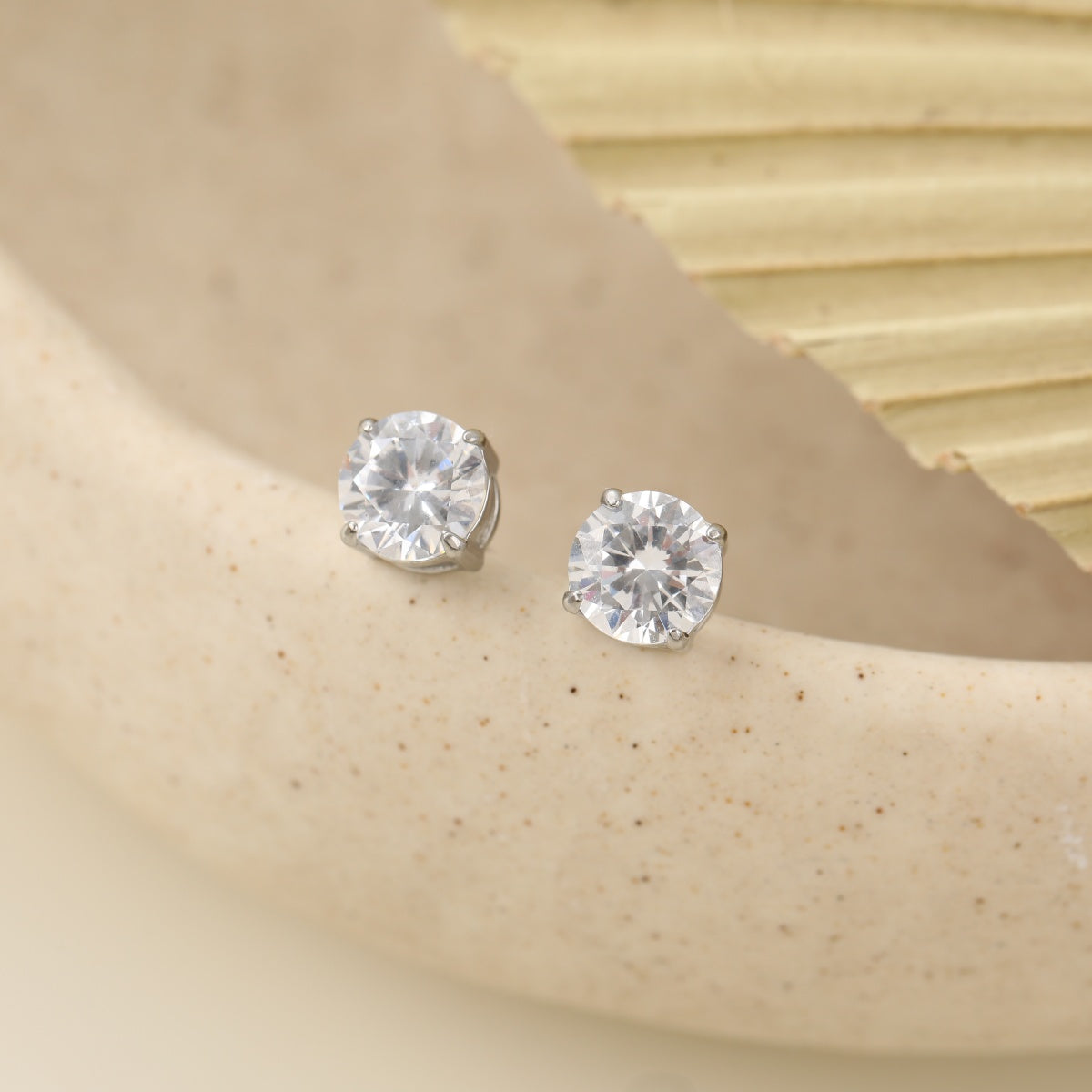 6mm Cubic Zirconia Stainless Steel Studs