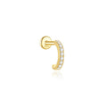 Pave CZ Hybrid Huggie | Sterling Silver Flat Back Stud 16G Gauge