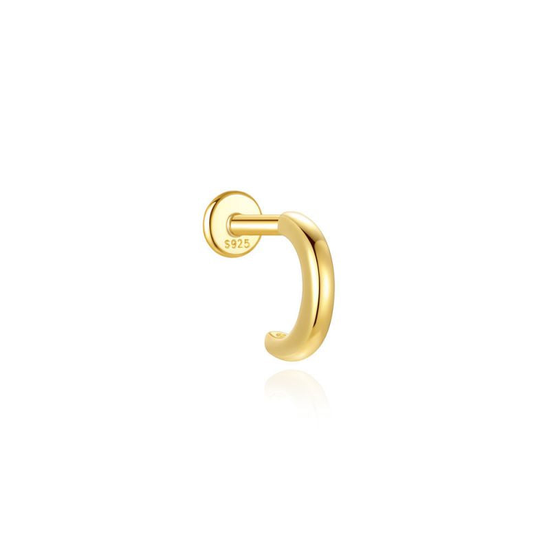 Hybrid Huggie | Sterling Silver Flat Back Stud 16G Gauge