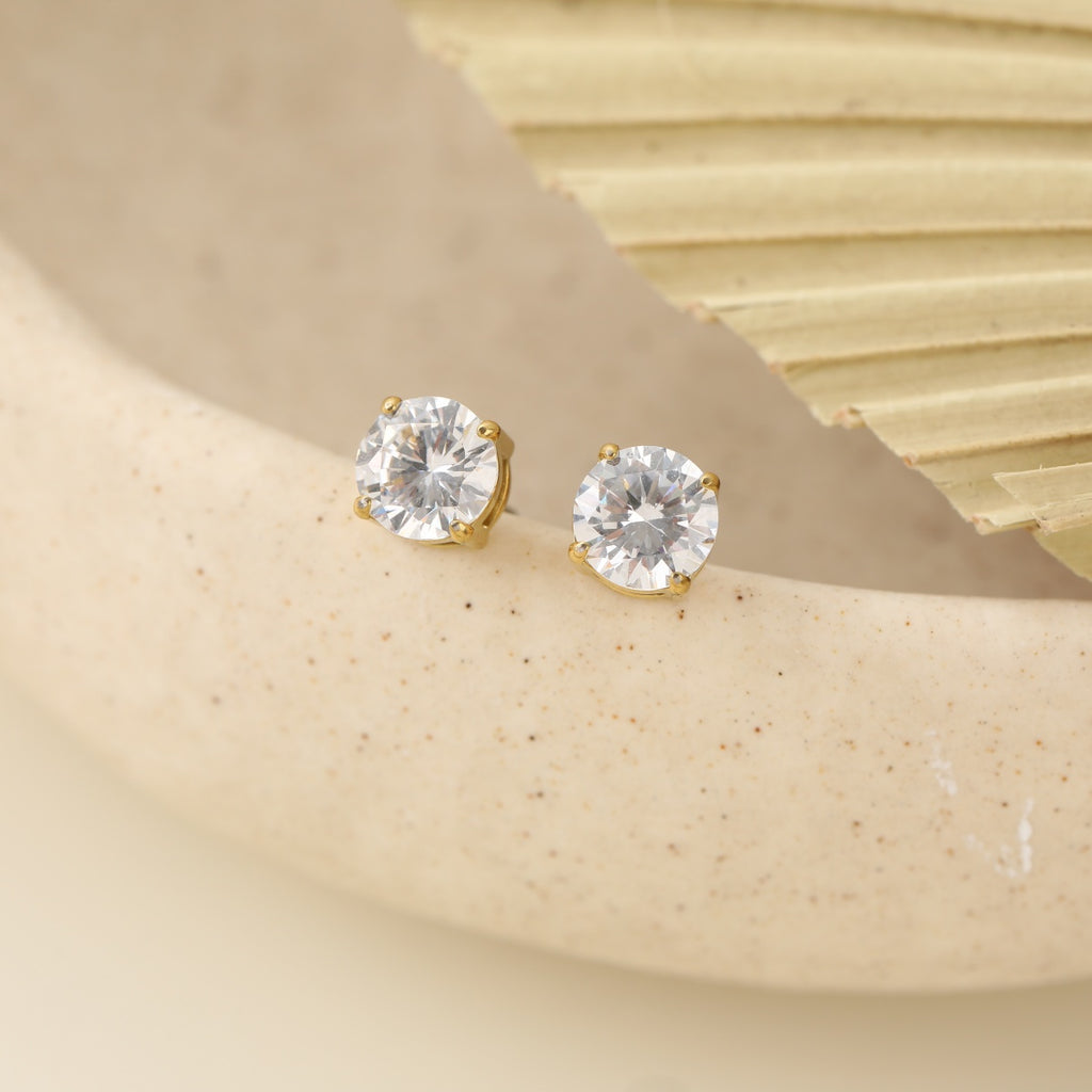7mm Cubic Zirconia Stainless Steel Studs