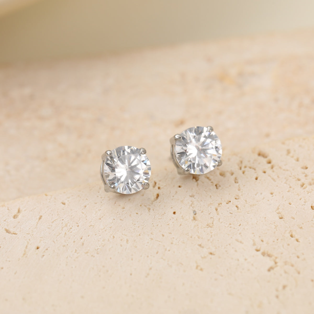 7mm Cubic Zirconia Stainless Steel Studs