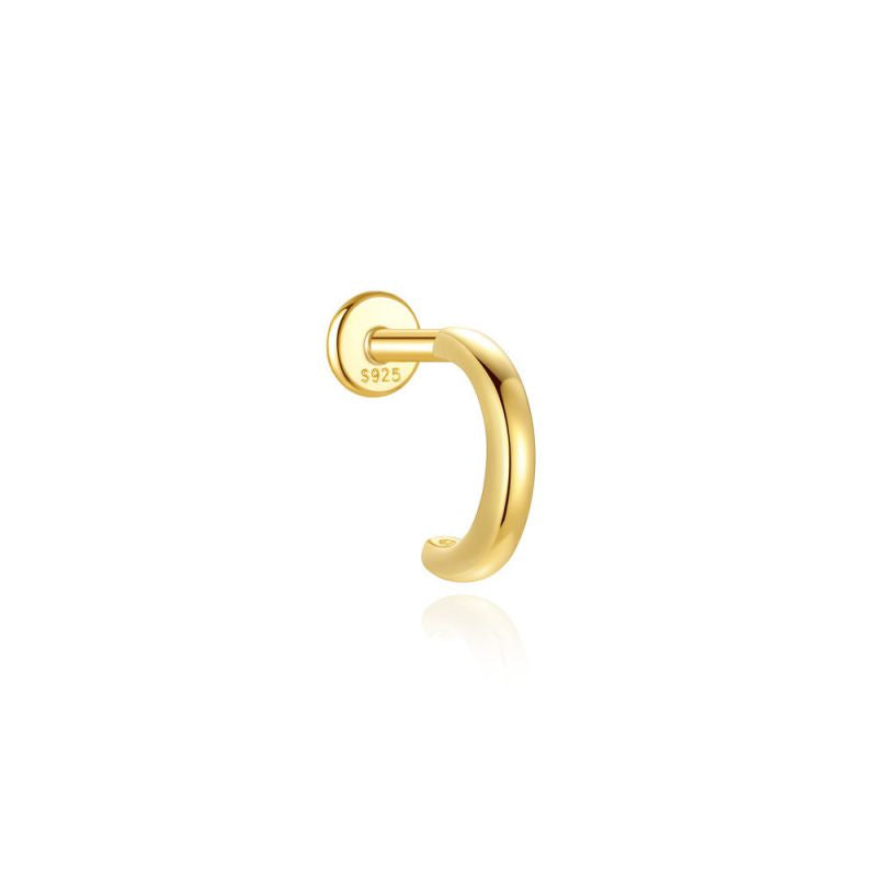 Hybrid Huggie | Sterling Silver Flat Back Stud 16G Gauge
