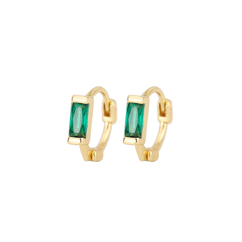 8mm Colour Baguette | Sterling Silver Huggie