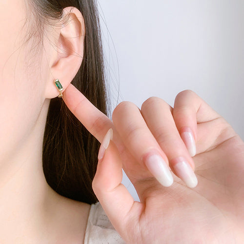 8mm Colour Baguette | Sterling Silver Huggie